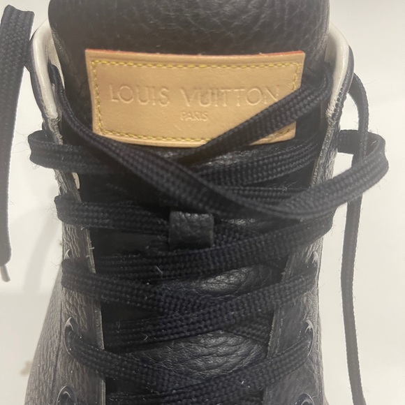 LOUIS VUITTON NAVY LEATHER TATTOO LOGO HIGH TOPS - Picture 8 of 13